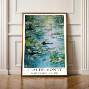 Claude Monet, Dachshund Water Lilies, Art Print, Green Blue Yellow White Decor, Bathroom Wall Art, 30th birthday gifts for her | Unframed A