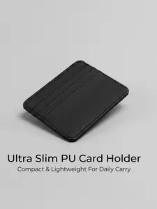 PU Leather Portable Card Holder, Multi-Compartment Coin Wallet, Casual Style, All Seasons, Plain Design, No Ca Prop 65