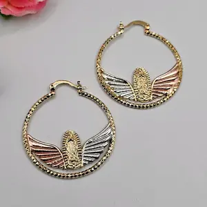 VIRGIN MARY hoops earrings gold-plated