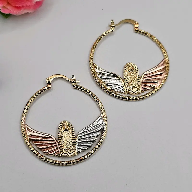 VIRGIN MARY hoops earrings gold-plated
