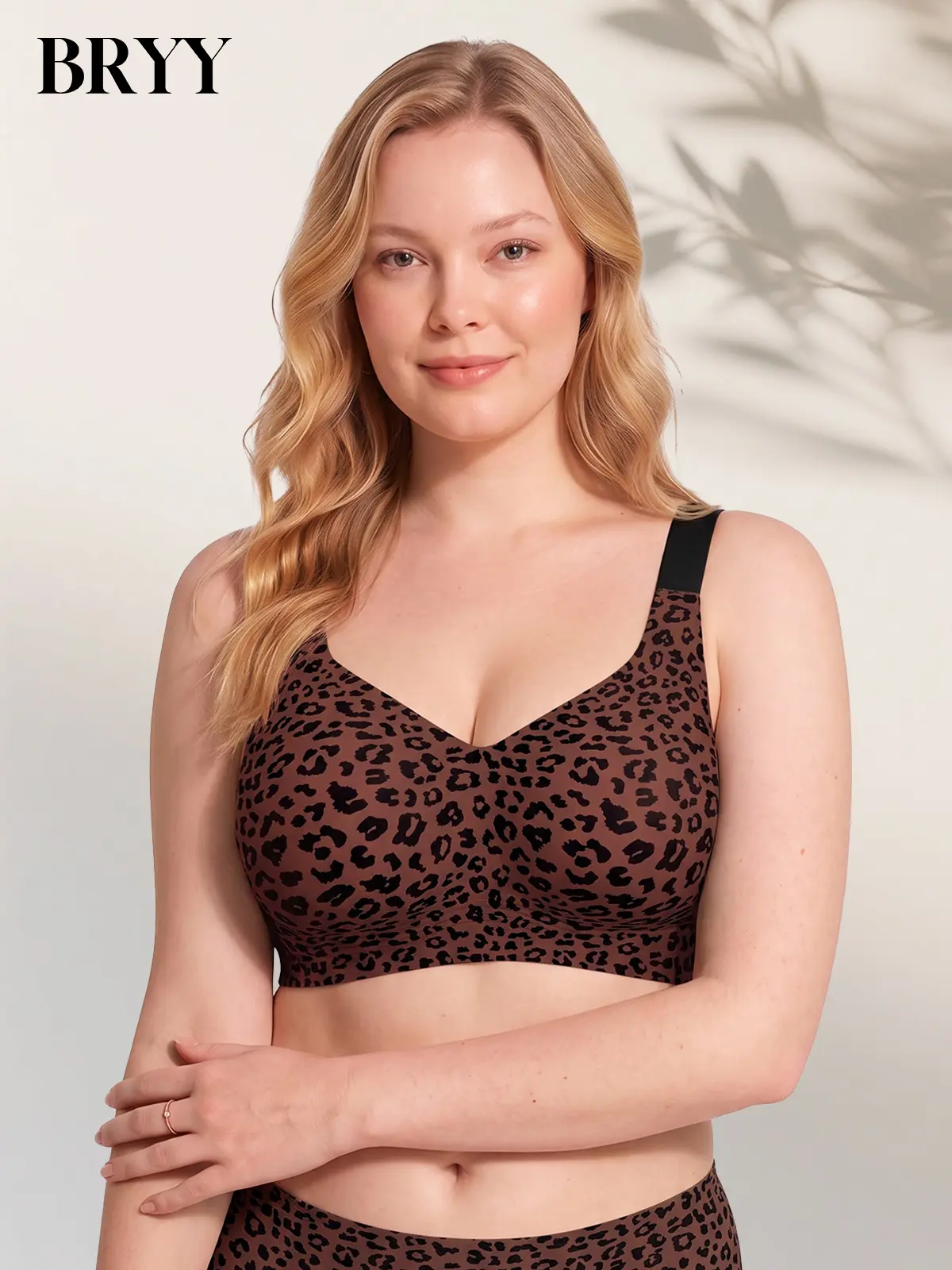 BRYY Women's Wireless Jelly Push-Up Bras - No Underwire, Full Coverage, V-Neck, Criss-Cross, Graphical Print, Comfortable Padded Undergarment for Everyday Wear, Machine Washable