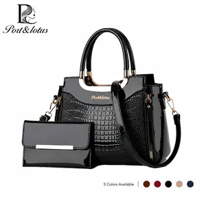 Port&Lotus Stylish Small Compact 2-Piece Shoulder Bag Set for Women with Crocodile-Embossed, Matching Wallet & Adjustable Crossbody Strap, Chic Crossbody Bags for Women, Handbags for Women, Versatile Daily Use Bags for Many occasions Practicality Essentia