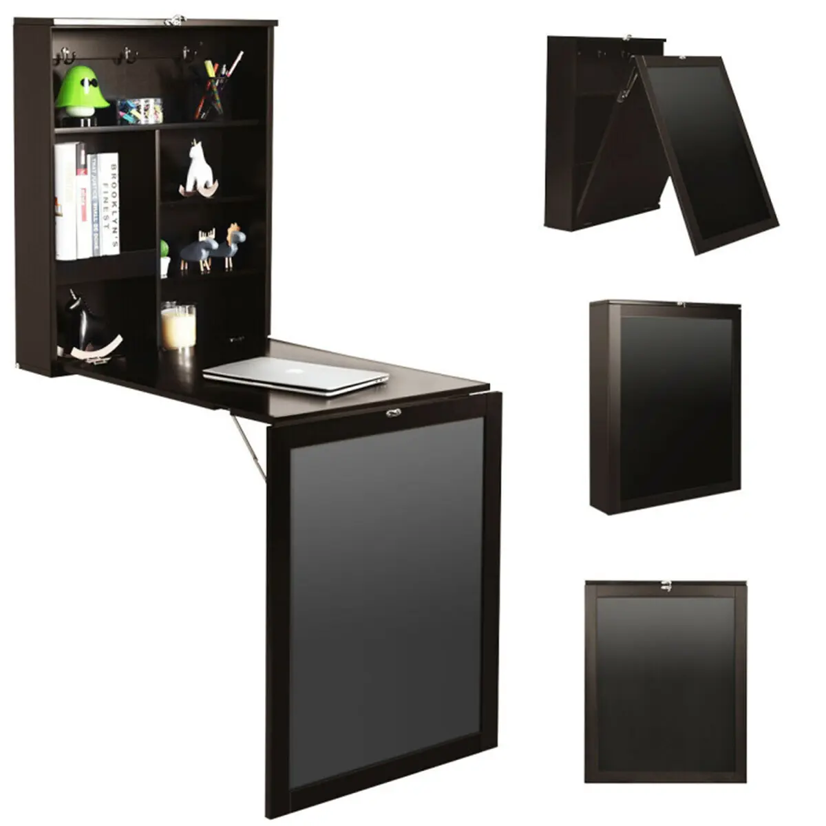 Brown wall mounted office desk(High end and high-quality Computer desk),The Modern Concise Style, Gaming Office Writing Work Desk for Home Office, Study, Bedroom, Work from HomeSpace-saving and Foldable Design,