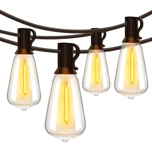 50FT Outdoor String Lights, Shatterproof Connectable Patio Lights with 25+2 Spare ST38 Vintage Bulbs, 2200K Warm White Waterproof Outside Hanging Lights for Camping Yard Gazebo Porch Balcony