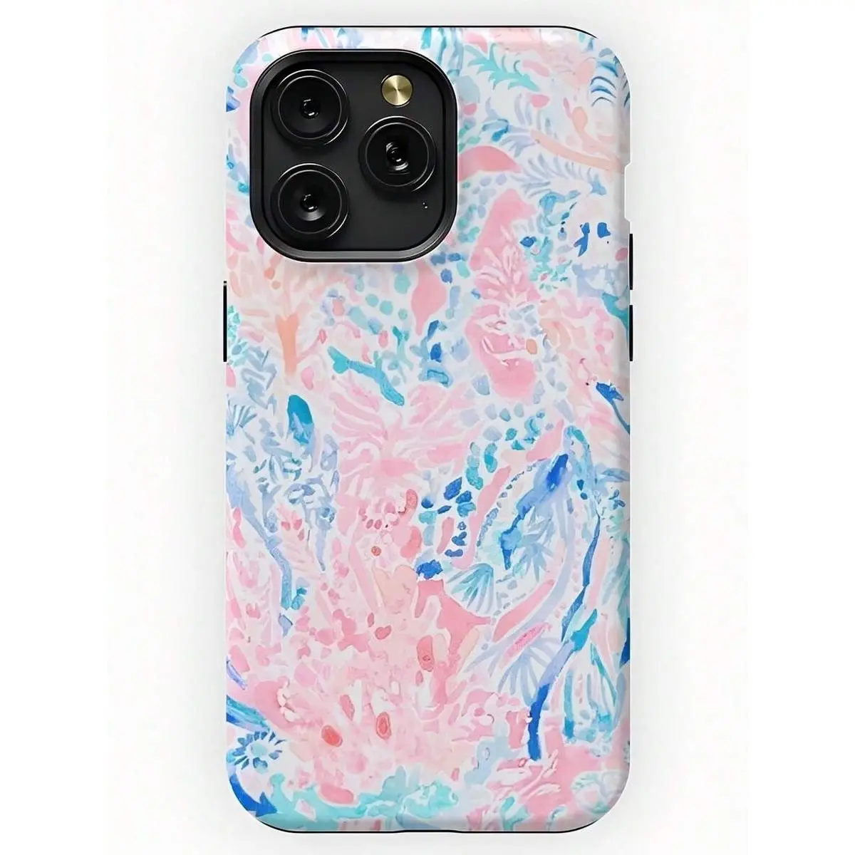 2-In-1 Blue & Pink Water Design Film Phone Case - Unisex TPU Accessories for iPhone Series (17 Pro Max,16 Plus,15,14,13,12,11 Plus) with Matte Texture, Anti-Stain, Durable, Lightweight, Shockproof Protection; Elegant Luxury New Year Gift, Multi-Model