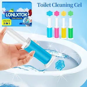 4Pack Toilet cleaning, 72 flowers  4 Kinds Of Scent Toilet Bowl Cleaner Gel, Long-Lasting Flowers Shaped Bathroom Freshener, Keeps Toilet Fresh Fragrant and Clean