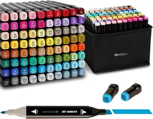 80 Color  Based Dual Tip Markers Set, Plus 1 Colorless Blender Pen, Permanent Sketch Markers for , Adults Coloring and Artist Illustration