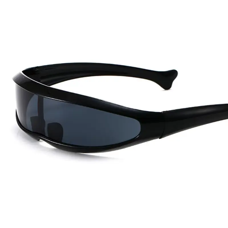 Cyclops Visor Sunglasses - Full Rim Futuristic Punk Style, Narrow Fit, UV-Protection Color Mirror Lens for Robotic Look, Plastic PC Frame