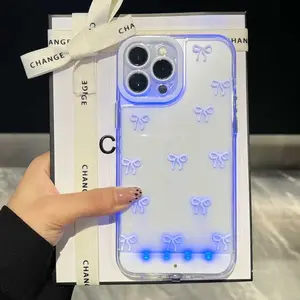 Vibrant LED Bow Phone Case for iPhone 17, 16, 15 Series, Stylish Protective Cover, Unique Design for Daily Use