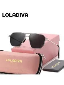LolaDiva 1 Piece Unisex Street Inspired Full Frame Sunglasses Redefining Cool Geometric Frame Sunglasses UV400
