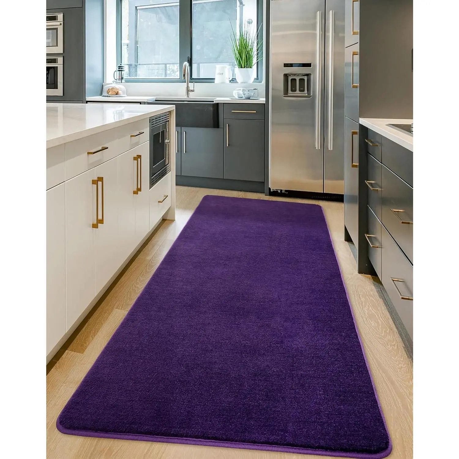 Shag Runner Rug for Bedroom Living Room, 2x6 Purple Washable Fluffy Hallway Runner Area Rugs for Kitchen    Room Home Decorations Carpet