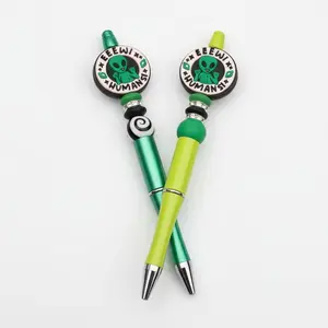 Eeew Humans! Alien Beaded Pen – Funny Handmade Space Pen, Cute Extraterrestrial Writing Tool, Sassy Geeky Office Accessory