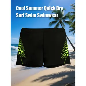 Sports printed beach trunks, quick-dry lace-up men's swimming trunks, men's swimsuit, summer beach swimming trunks style modest