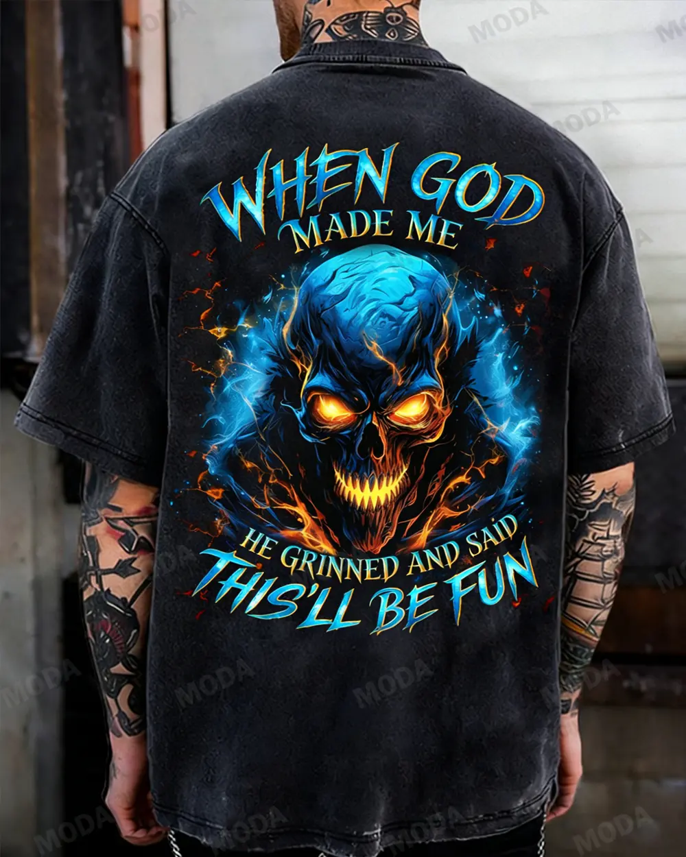 Chaosmoda Generation X When God Made Me Custom Year Skull Cotton T