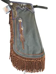 Custom Made Leather Chinks/ Leather Chaps/Black/PurpleLeather Chinks/ Ranch/Show Chinks/R Bar K