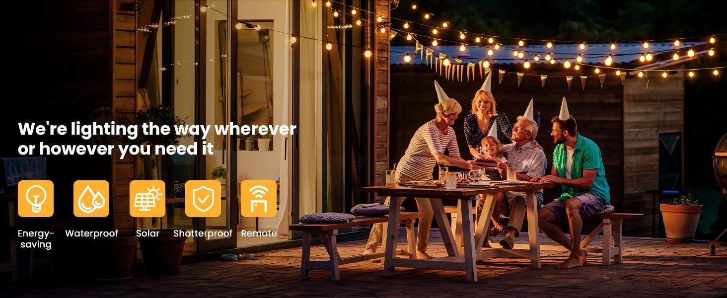 ISUNMEA 108FT Solar String Lights Waterproof,Patio Lights Solar Powered with Remote & USB Port 52 LED Shatterproof Bulbs 3 Light Modes, Dimmable Solar Light Patio Lights Solar Powered with Mount Clips for Camping Backyard Garden Decor ISUNMEA 108FT Solar String Lights Waterproof,Patio Lights Solar Powered with Remote & USB Port 52 LED Shatterproof Bulbs 3 Light Modes, Dimmable Solar Light Patio Lights Solar Powered with Mount Clips for Camping Backyard Garden Decor