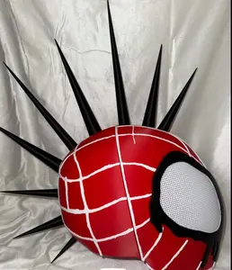 Spiderpunk helmet mask with spikes put together with magnets line color black or white fits heads up to 24"
