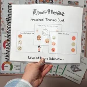 Emotions Preschool Tracing Book- Faces, shapes, matching