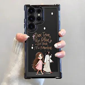 Stylish Faith Plan Printed Electroplated Case, Airbag Shockproof Soft TPU Protective Cover for Samsung S26 S25 S24 S23 S22 Ultra S25 Edge S24 FE Plus S25+