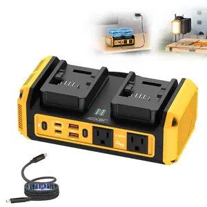 AZOCEK 350W Pure Sine Wave Power Inverter for DeWalt 20V Battery, 140W USB-C PD 3.1 Fast Charging & 7A Rapid Battery Recharger, Portable Power Station with 2 AC Outlets & 600LM LED (Battery Not Included)