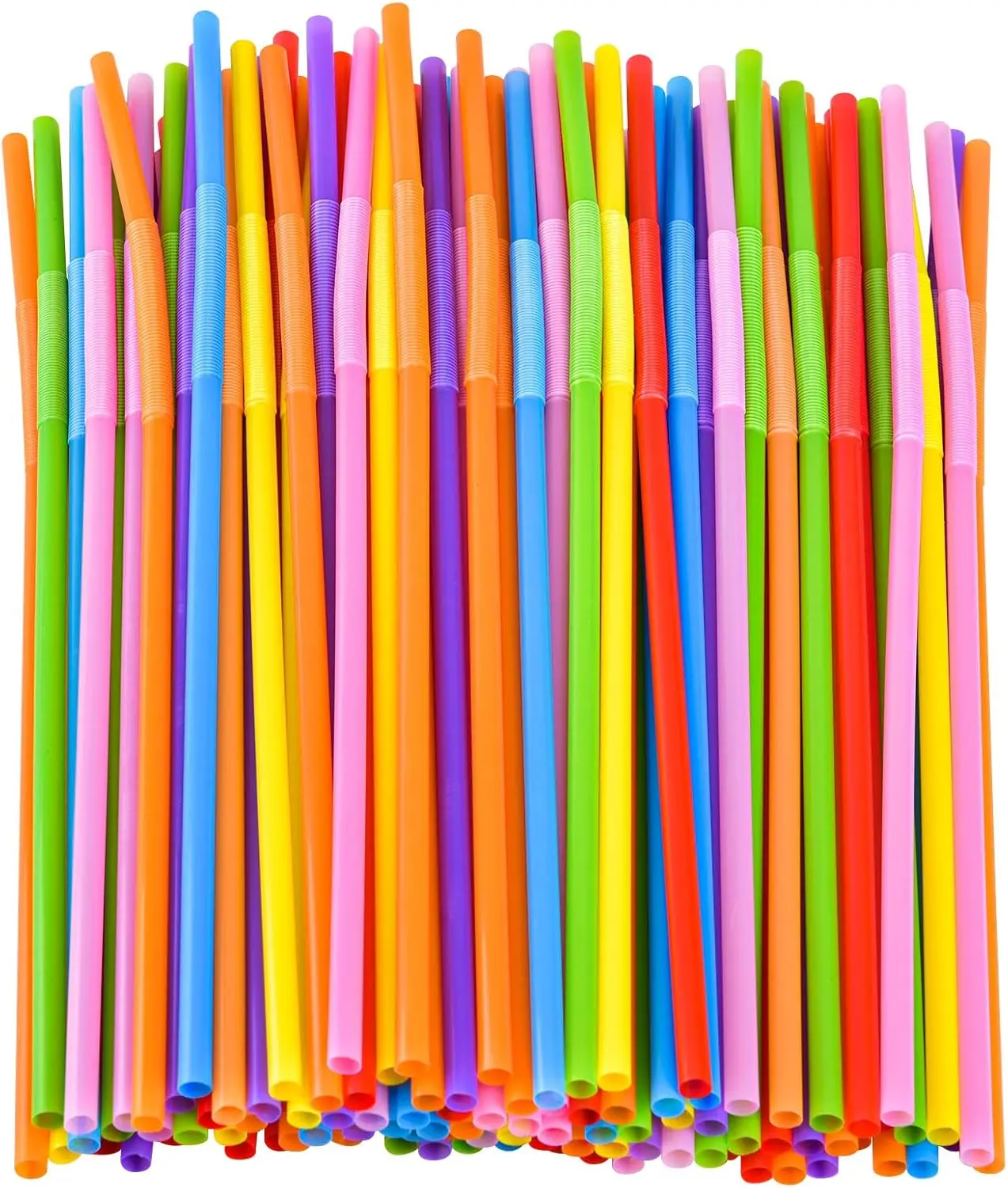 100PCS Flexible Plastic Straws Colorful Disposable Bendy Party Fancy Straws 12.8inch Extra Long Durable Party Decorations
