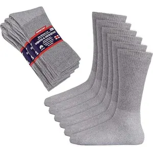 12 Pairs Diabetic Socks, Non-Binding Circulatory Cushion Cotton Crew Diabetic Socks for Men Women Menswear Grey 9-11