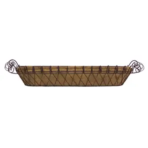 Deer Park Large Weatherproof Metal French Window Box with Coco Liner, 11 in x 46 in (Model D68-WB120X) for Traditional Home Decor, Outdoor Use