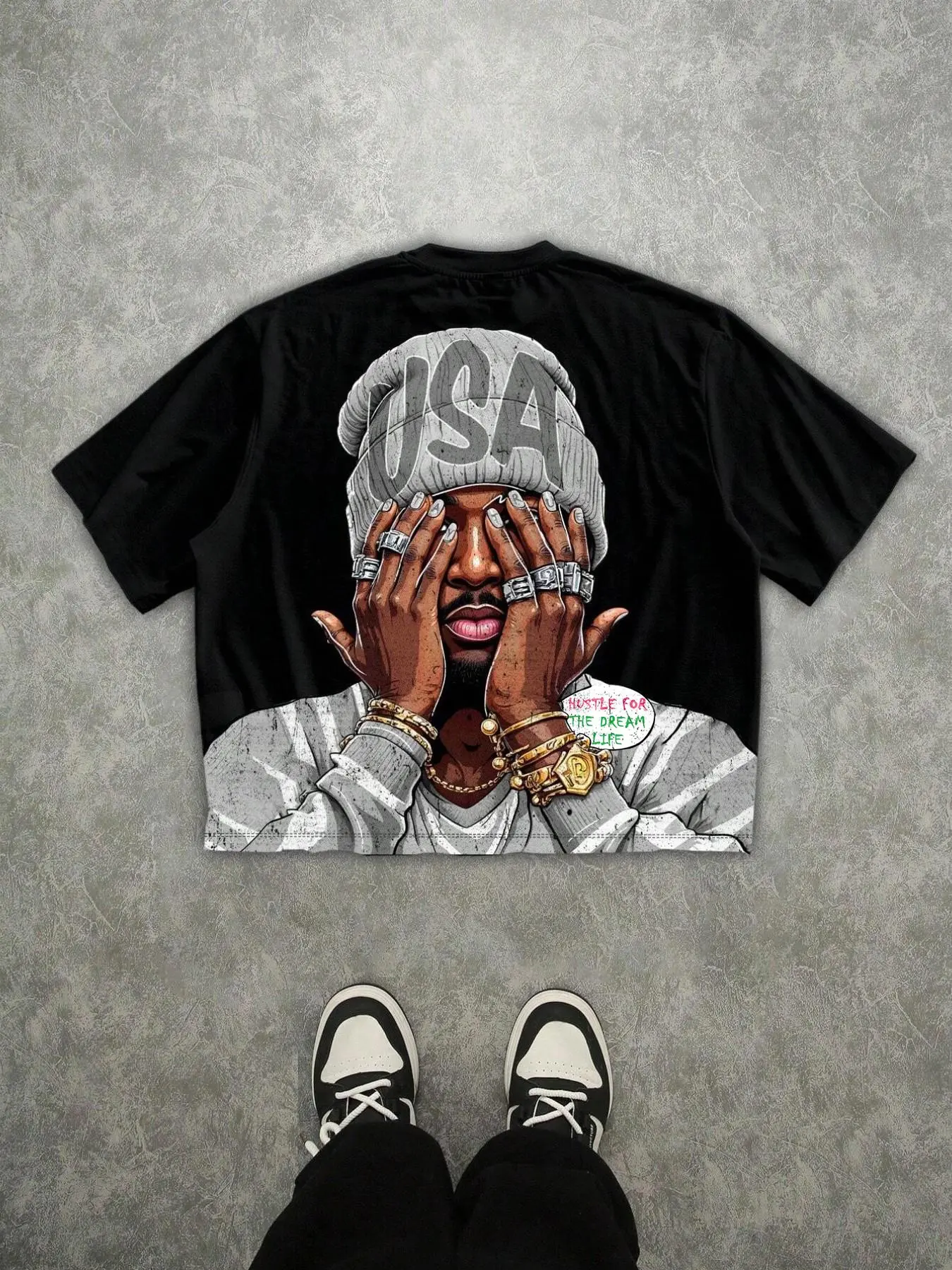 Portrait USA short sleeved printed Loose T-shirt Menswear Top Unisex, Human, aesthetic geometric printed T-shirt European and American streetwear casual fashion short sleeved Y2K Casual Graphic Top Casual Street Style