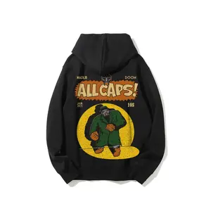 MF Doom Hoodie, MF Doom merchandise, 90s hip-hop, street style hooded sweatshirt for rappers and retro music lovers, black casual cotton fabric.