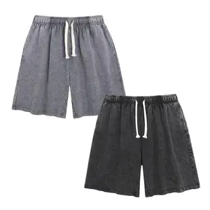 1/2Pack Womens Shorts Athletic Vintage Short Acid Washed Shorts Cotton Heavyweight Elastic Waist Streetwear Sweatpants Unisex Design, Perfect for Men & Women