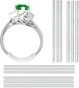 12 Pack Clear Ring Size Adjuster, 4 Sizes Ring Sizer for Different Band Width, Invisible Ring Guards for Loose Rings