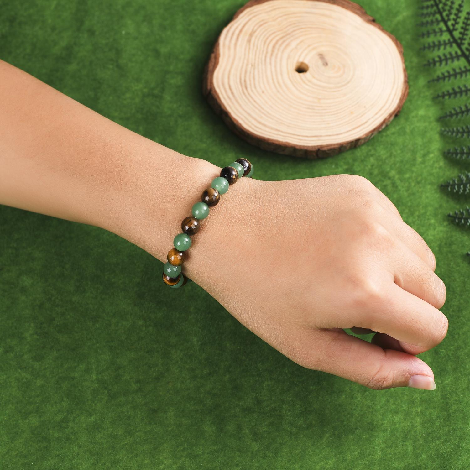 Money Attraction Bracelet Teacher Appreciation Gifts aesthetic with Green Aventurine & Tiger Eye beaded jewelry protection bracelet encouragement gift fashion Colorblock Beaded Crystal Bracelet handmade