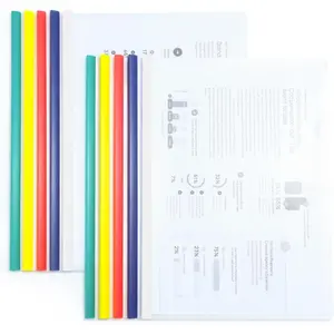Pack of Report Covers with Sliding Bar, 5mm Clear Report Covers for A4 and Letter Size Paper, 35-Sheet Capacity, Presentation File Folder Document Binder for School Office (Colored Sliding Bar)