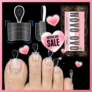 NOVO OVO Upgraded Flexible Half Cover Soft Gel Fake Toe Nail Tips with Auxiliary Line for Toenail Extension, Sharp Square Medium Wide for Men Women Acrylic pedicure in Salon x 15 Sizes 300 Pcs，NO GLUE & BUILDER GEL, TOP COAT,LAMP INCLUDED