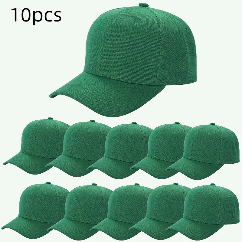 10 Pack 6 Panel Curved Brim Twill Fabric Baseball Dad Hats Bulk Multipack, Adjustable Breathable Soft Unisex Classic Headwear, Trendy Daily Accessory for Outdoor Sports Travel Camping Driving Walking Shopping Casual Summer All Occasion Outfits