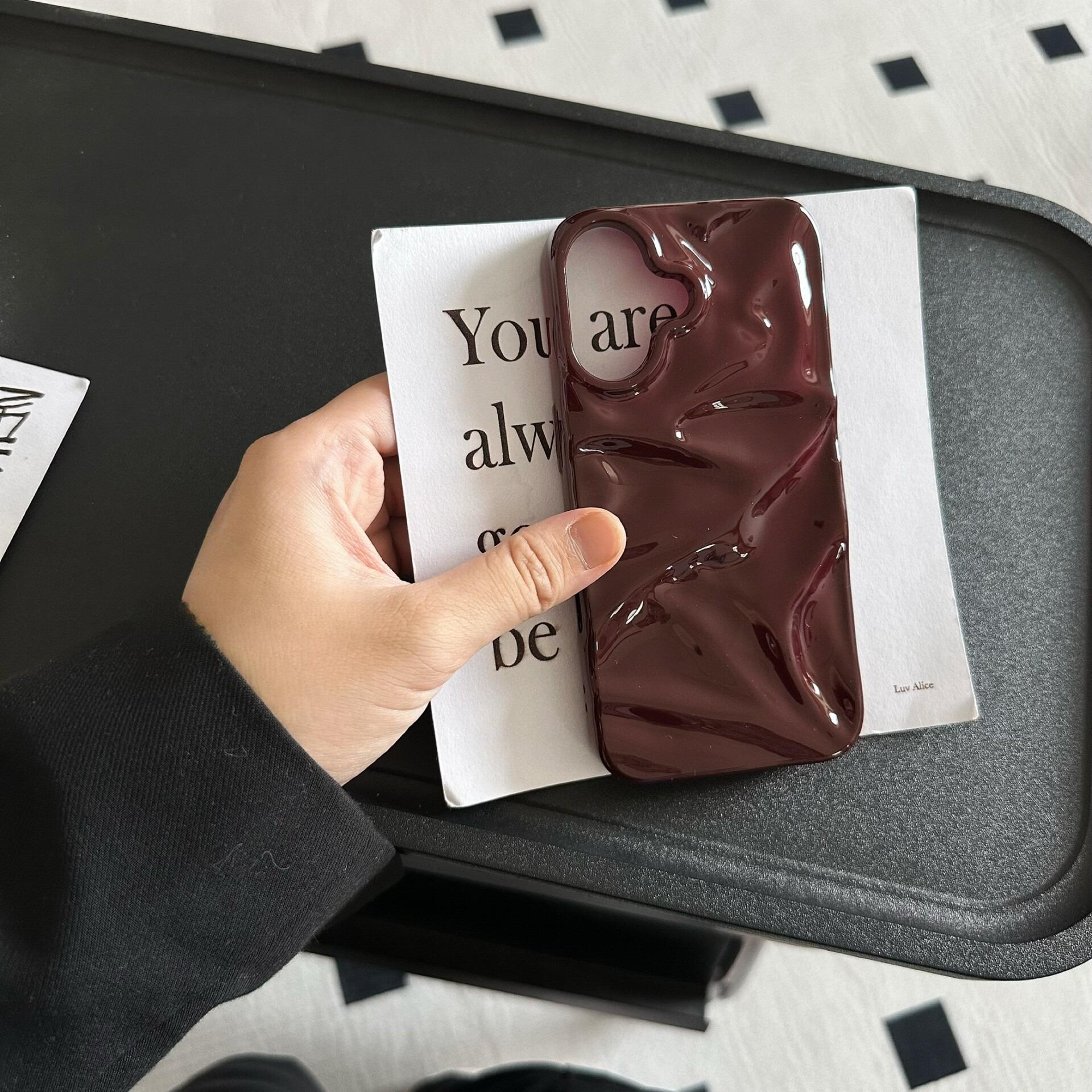 (Case & Nova.) 3D Wavy Ripple Glossy Phone Case, Compatible with iPhone 17 Pro Max, 16, 15, 14, 13, Luxury Shockproof Protective Cover junk