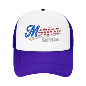 Men’s 250th American Anniversary Trucker Cap – Patriotic USA Flag, “Merica Beer” logo printed, mesh back, one size fits most