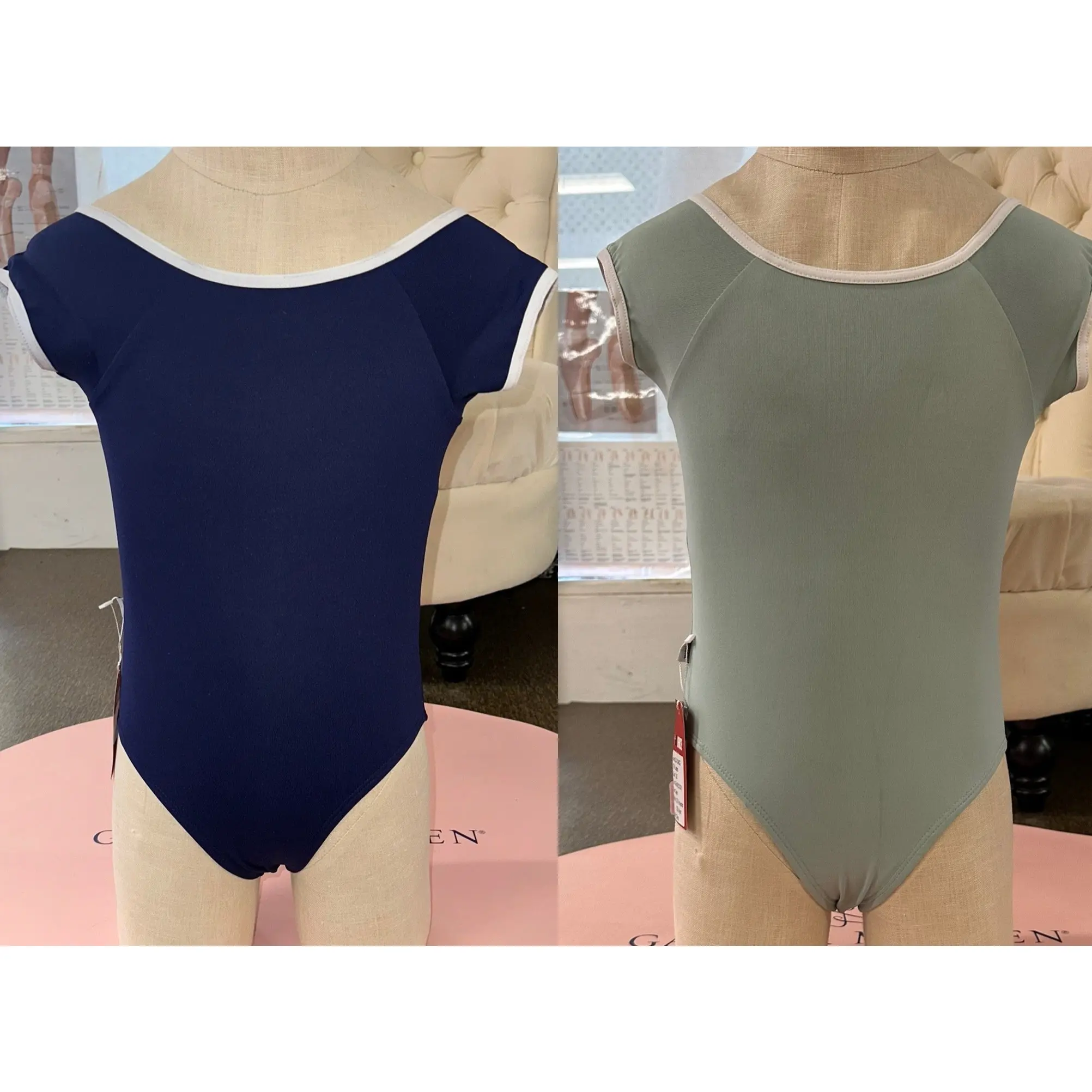 Short Sleeve Leotard with Trim