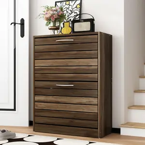FUFU&GAGA Slim Entryway Shoe Storage Cabinet, With 2 Drawers & Adjustable Shelf, Small Space Freestanding Shoe Rack Compartment Organiser Ginger