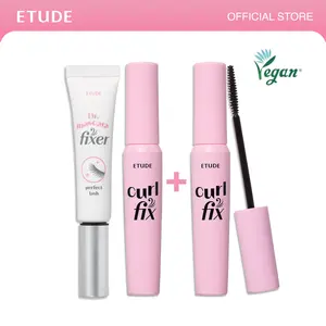 [ETUDE Official] Curl Fix Mascara BOGO & Dr. Mascara Fixer Set | #01 BLACK & #04 Volume | 24H Smudge Proof Curl | Volumizing & Lengthening | Waterproof Formula | Lash Primer
