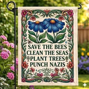 Save The Bees,Clean The Seas Garden Flag,Social Activist Flag, Floral Democrat Yard Flag,Liberal/Progressive/Kindness Home Flag Double-Sided