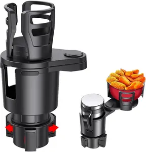 2-in-1 Adjustable Car Cup Holder Expander Organizer Dual Automotive Drink Holder Adjustable Base Compatible with Hydro Flask, Yeti, Nalgene, 32/40 oz Large Bottles Drinks Mugs