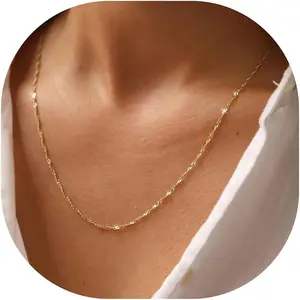 Gold Chain Necklace for Women - 18K Gold Plated Necklace Chain Dainty Gold Necklace for Women Gold Chain Gold Necklace Gold Jewelry Gifts Size 16/18/20/22/24/26 Inch