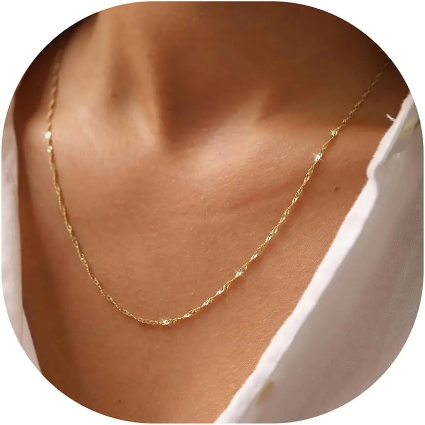 Gold Chain Necklace for Women - 18K Gold Plated Necklace Chain Dainty Gold Necklace for Women Gold Chain Gold Necklace Gold Jewelry Gifts Size 16/18/20/22/24/26 Inch
