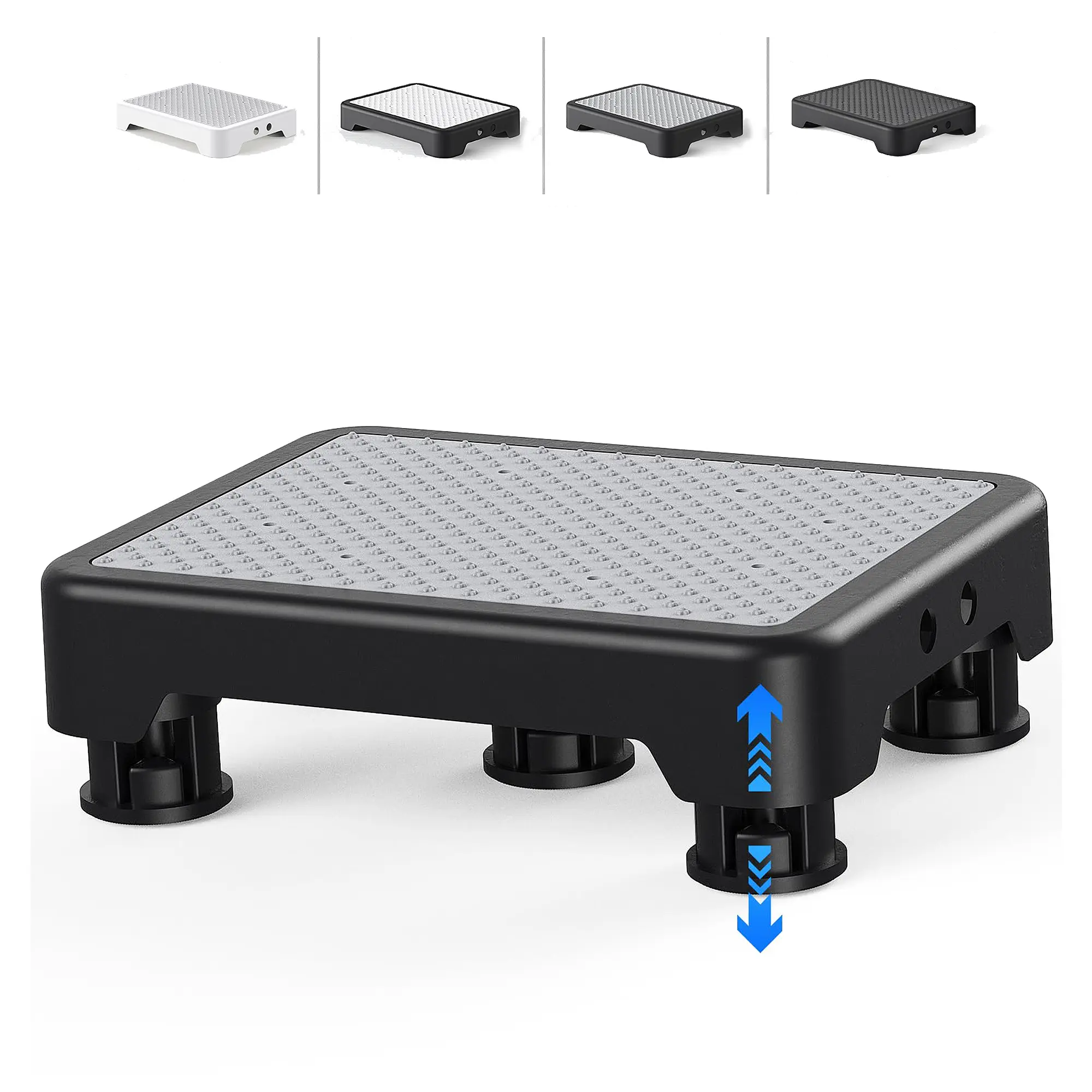 Mobility Step Stool for Adults & Seniors, Anti-Slip Bathroom Step Stool, Portable Stair Assist Indoor/Outdoor, Platform Step for Kitchen, Office, and Bedroom, 600lbs Capacity, Black-Gray