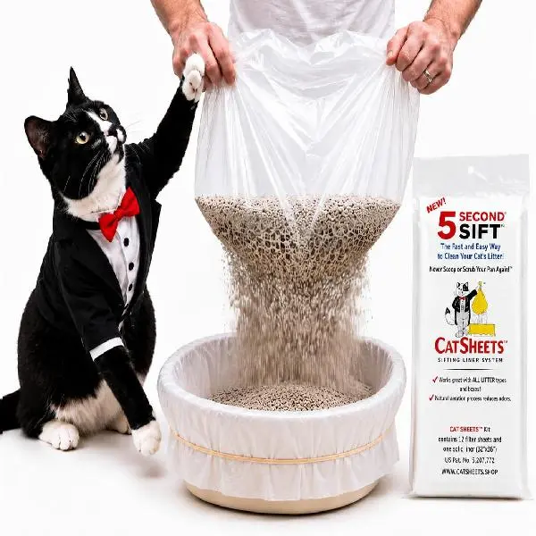 Sifting Cat Litter Box Liners | 5 Second Sift 13 Pack | Cat Litter Sifting Bags - Kitty Litter Liners for All Cat Litter Types & Litter Boxes - 13 Piece System (12 Sifting + 1 Base)