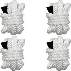 4Pcs Boat Bumper Line Double Braided Nylon Fender Rope 6.5' x 3/8" Boat Fender Lines Inflatable Boat Buoys Strong and Durable Twisted Rope(White)