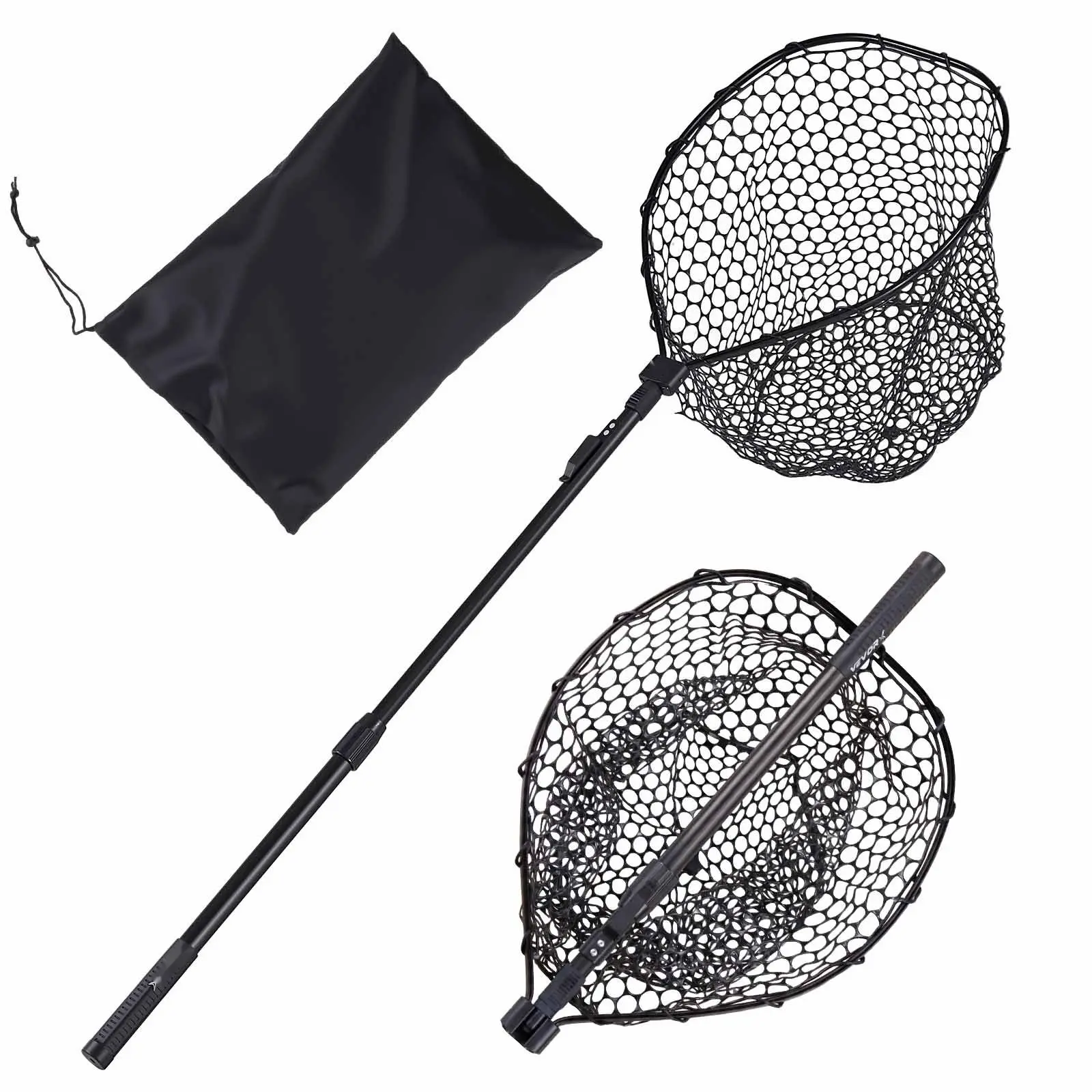 Fishing Net Foldable Landing Net With Telescopic Handle, Portable Lightweight Yet Sturdy 6063 Aluminum Frame, Soft Silicone Fish-Friendly Mesh for Kayak, Boat, Bank, Pond Use, Ideal Gift for Men
