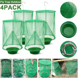 4Packs Ranch Fly Trap Outdoor Hanging 2025 Upgraded Fly Catcher,Stable Fly Trap Fly Bag Reusable Pest Fly Control for Family Farm Park Orchard Garden
