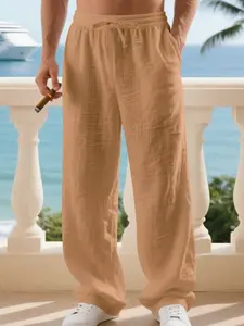 Men's High-Quality Linen Straight Leg Pants, Summer Beachwear, Casual Non Stretch Loose Fit, Durable Easy Care, Available in S-3xl Sizes